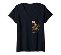 Femme Christian Templar Knight avec Drapeau templier - catholique T-Shirt avec Col en V