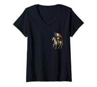 Femme Christian Templar Knight avec France Flag - Catholique T-Shirt avec Col en V