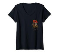 Femme Christian Templar Knight avec Le Drapeau de l'Albanie - T-Shirt avec Col en V