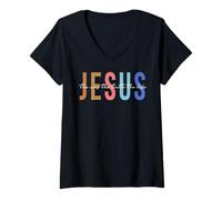 Femme Christian Worship Women Men Kids Jesus The Way Truth Life T-Shirt avec Col en V