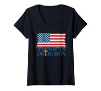 Femme Christianisme orthodoxe américain orthodoxe Oriental T-Shirt avec Col en V