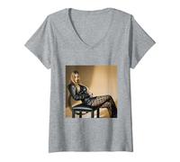 Femme Christina Applegate Dead to Me Anchorman par Michael Grecco T-Shirt avec Col en V