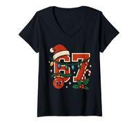 Femme Christmas 67 Meme for Meme Lovers Funny Six Seven for Kids T-Shirt avec Col en V