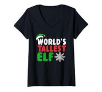 Femme Christmas Funny - Le Plus Grand Elfe du Monde T-Shirt avec Col en V