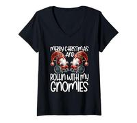 Femme Christmas GNOME Saying for Senior Citizens Wheelchair Santa T-Shirt avec Col en V