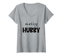 Femme Christmas Holiday Husband, Family Matching, Xmas Merry Hubby T-Shirt avec Col en V