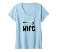 Femme Christmas Holiday Husband, Family Matching, Xmas Merry Wife T-Shirt avec Col en V