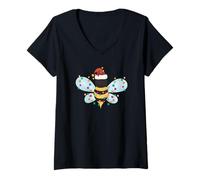 Femme Christmas Honey Bee String Lights for Beekeeper & Bee Lover T-Shirt avec Col en V