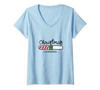 Femme Christmas Loading Funny Novelty Graphic Tees & Cool Designs T-Shirt avec Col en V