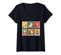 Femme Christmas Postage Stamp Duck Holiday Cheer T-Shirt avec Col en V