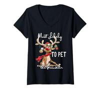 Femme Christmas Reindeer Most Likely to Pet The Reindeer Kids Boys T-Shirt avec Col en V