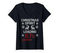 Femme Christmas Spirit Loading Funny Gaming 67 Meme pour Gamer Ugly T-Shirt avec Col en V