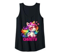 Femme Christy Nom personnalisé Licorne colorée pour Femmes et Filles Débardeur