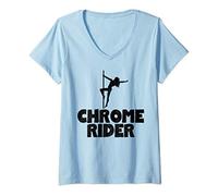 Femme Chrome Rider Pole Dancing Sexy Dancer T-Shirt avec Col en V