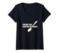 Femme Chronic Pain Counting My Spoons Invisible Illness Warrior T-Shirt avec Col en V