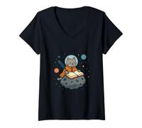 Femme Chronique céleste des Moustaches errantes T-Shirt avec Col en V