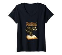 Femme Chroniques de Paperlight T-Shirt avec Col en V