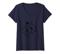 Femme Chronologie avec sablier et évolution T-Shirt avec Col en V