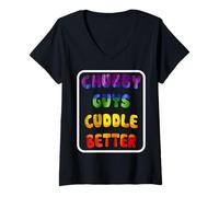 Femme Chubby Guys Cuddle Better T-shirt humoristique Gay Bear Pride Cadeau T-Shirt avec Col en V