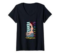 Femme Chuchoteur de Chakra - l'énergie en Harmonie T-Shirt avec Col en V