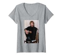 Femme Chuck Norris Acteur et Expert en Arts Martiaux Way of The Dragon T-Shirt avec Col en V