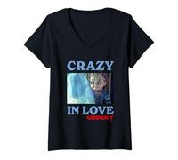 Femme Chucky and Tiffany Crazy in Love Wedding T-Shirt avec Col en V