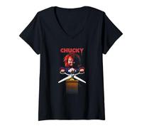 Femme Chucky Deadly Toy Ride T-Shirt avec Col en V