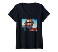 Femme Chucky Farewell Pal Sunglasses Retro Horror T-Shirt avec Col en V