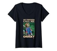Femme Chucky My Friends Call Me Chucky T-Shirt avec Col en V