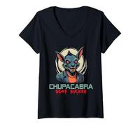 Femme Chupacabra Costume de Monstre de cryptozoologie pour Halloween T-Shirt avec Col en V