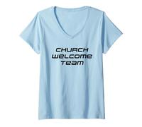 Femme Church Welcome Team - Christian Staff & Volunteer Uniform T-Shirt avec Col en V