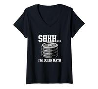 Femme Chut, Je Fais de la Gym mathématique. T-Shirt avec Col en V