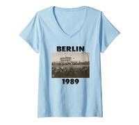 Femme Chute du Mur de Berlin, Berlin 1989, liberté T-Shirt avec Col en V