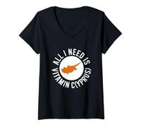 Femme Chypre All I Need is Vitamin Cyprus Drapeau de l'île Chypre T-Shirt avec Col en V