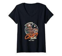 Femme Ciao Bella Drapeau du Colisée Italie Rome T-Shirt avec Col en V