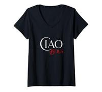 Femme Ciao Bella Italian Pride Cool Design d'art Graphique T-Shirt avec Col en V