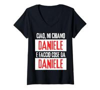 Femme Ciao Sono Daniele Faccio Cose Da Daniele Personalizzato T-Shirt avec Col en V