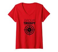Femme Cible de thérapie de Groupe pour s'entraîner au tir - Humour - Amoureux des Armes T-Shirt avec Col en V