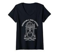 Femme Cidre de Pomme pressé à la Main T-Shirt avec Col en V
