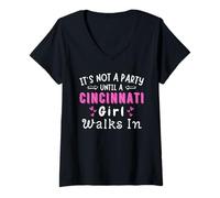 Femme Cincinnati Girl Walks In Party Ohio Midwest Midwest Midwest T-Shirt avec Col en V