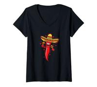 Femme Cinco de Mayo Chapeau mexicain vacances Mexique T-Shirt avec Col en V