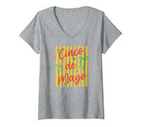 Femme Cinco De Mayo Fiesta Nœuds mexicains à Rayures T-Shirt avec Col en V