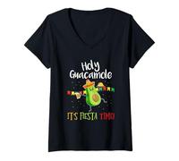 Femme Cinco de Mayo - Holy Guacamole Its Mexican Fiesta Time T-Shirt avec Col en V