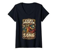 Femme Cinéma Indien Every Problem Needs A Song T-Shirt avec Col en V