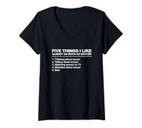Femme Cinq choses sur le football T-Shirt avec Col en V