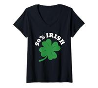 Femme Cinquante pour Cent Irlandais T-Shirt avec Col en V