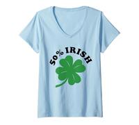 Femme Cinquante pour Cent Irlandais T-Shirt avec Col en V