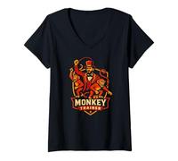 Femme Circus Monkey Trainer Funny Kids Circus T-Shirt avec Col en V