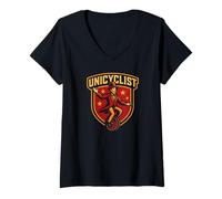 Femme Circus Unicyclist Funny Kids Circus T-Shirt avec Col en V