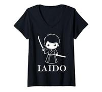 Femme Citation aido sport épée sabre Humour art martial Iaido T-Shirt avec Col en V